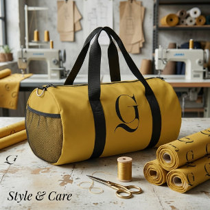 Personalized Single Custom Monogram Metallic Gold Duffle Bag