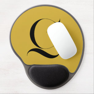Personalized Single Custom Monogram Metallic Gold Gel Mouse Pad
