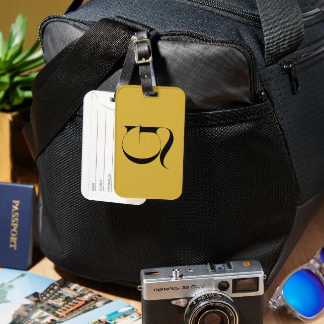 Personalized Single Custom Monogram Metallic Gold Luggage Tag (Front & Back)