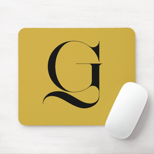 Personalized Single Custom Monogram Metallic Gold Mouse Pad (With Mouse)