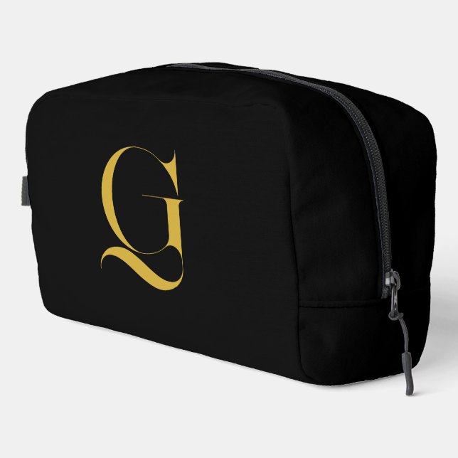 Personalized Single Custom Monogram Solid Black Dopp Kit (Right Corner)