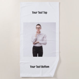 Personalized Single Photo Two Lines Text Custom Beach Towel