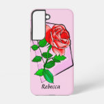 Personalized Single red rose art Samsung Galaxy S22 Case