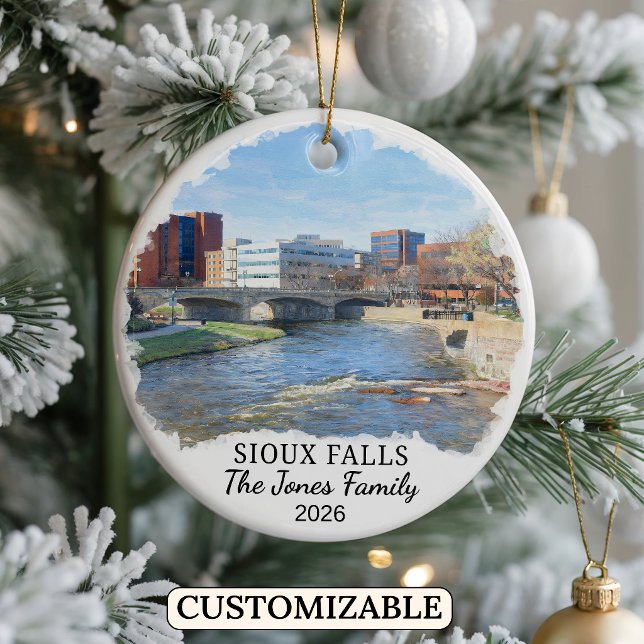 Personalized Sioux Falls, Custom South Dakota Ceramic Ornament (Creator Uploaded)