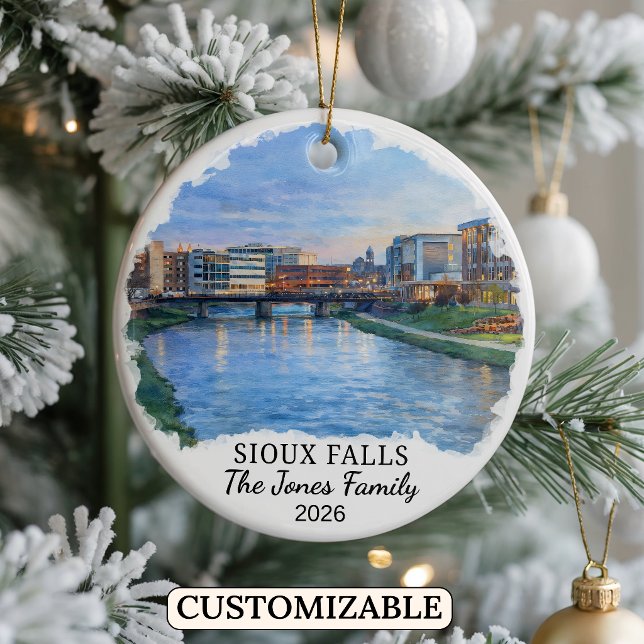 Personalized Sioux Falls, Custom South Dakota Ceramic Ornament (Creator Uploaded)