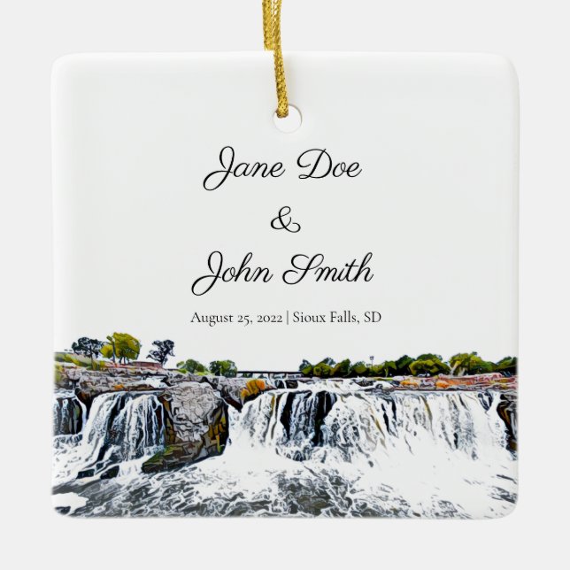 Personalized Sioux Falls Waterfall Ornament (Front)