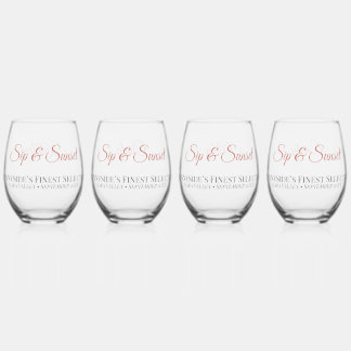 Personalized Sip & Sunset Stemless Wine Glass Set