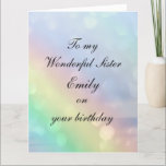 Personalized Sister Birthday Card<br><div class="desc">Beautiful Personalized Happy Birthday Sister Greeting Card.</div>