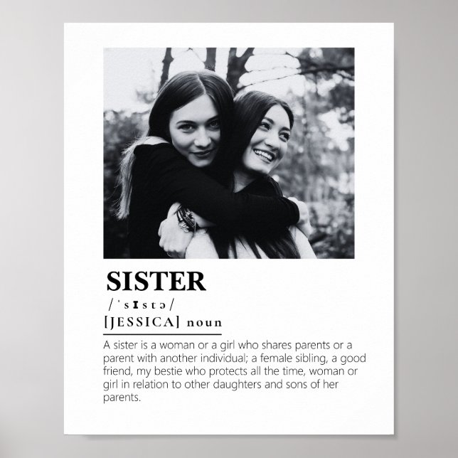 Personalized Sister Definition Message Photo Gift  Poster (Front)
