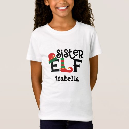 Personalized Sister Elf Christmas T_Shirt