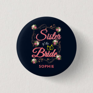 Personalized Sister of the Bride Bachelorette Pink Button