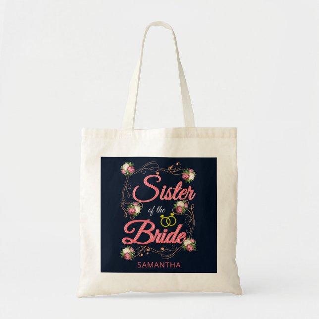 Personalized Sister of the Bride Bachelorette Tote Bag (Front)