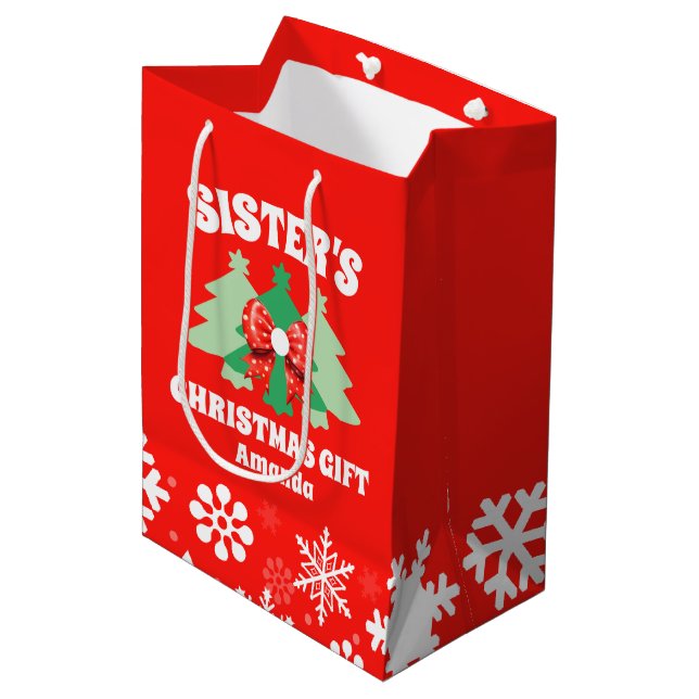 Personalized Sister's Christmas Gift Medium Gift Bag (Front Angled)