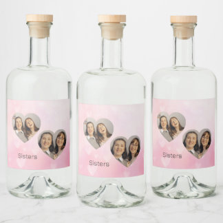 Personalized Sisters Heart-Shaped Photo Label
