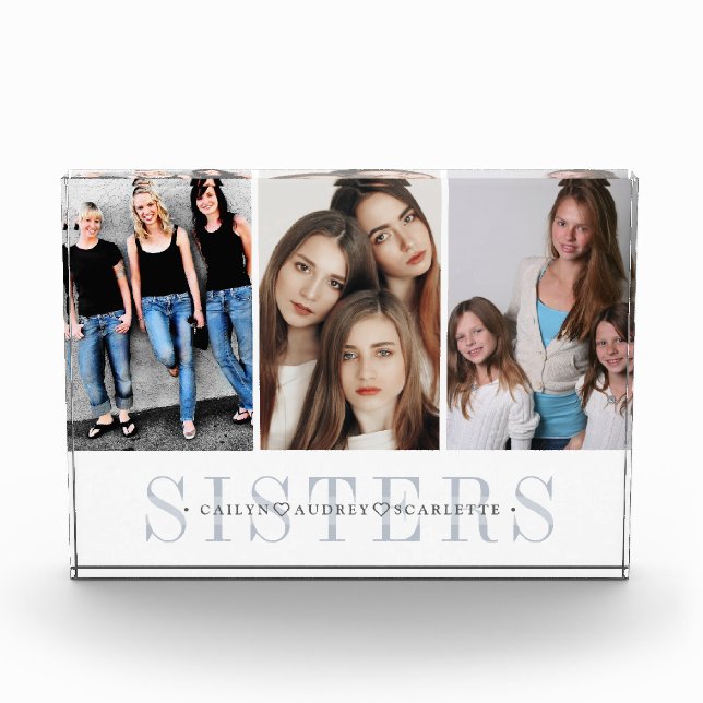 Personalized Sisters Photo Collage Block (Front)