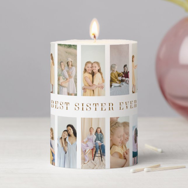 Personalized Sisters Pillar Candle | Custom Photos (In Situ)