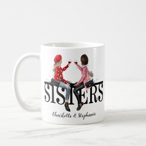 Personalized Sisters Watercolor  Coffee Mug
