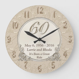 Personalized Sixtieth Wedding Anniversary Gifts Large Clock
