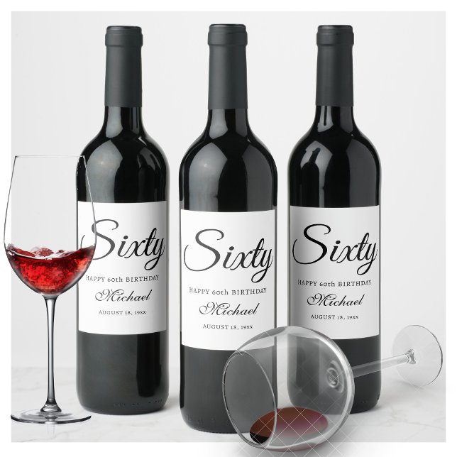 Personalized Sixty - 60th Birthday Wine Label (Creator Uploaded)