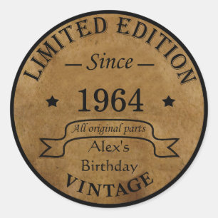 Personalized sixty vintage 60th birthday gifts classic round sticker