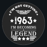 Personalized sixty vintage 60th birthday gifts classic round sticker<br><div class="desc">Make your birthday special with this unique design. Add a touch of sophisticated elegance to your birthday celebration with our exquisite, one-of-a-kind designs. These graphics bring sophistication and originality to any product, creating a memorable and stylish gift. They are perfect for those who appreciate a touch of timeless glamour on...</div>