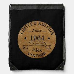 Personalized sixty vintage 60th birthday gifts drawstring bag