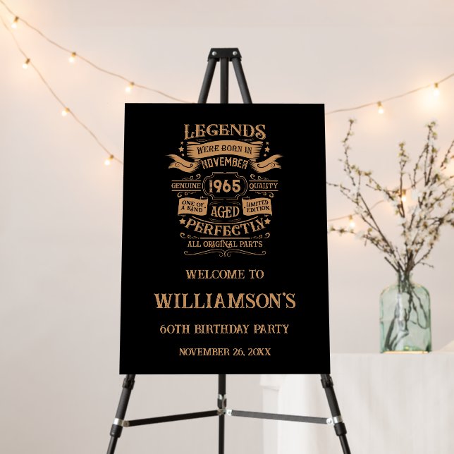Personalized sixty vintage 60th birthday party foam board (In Situ (Stand))