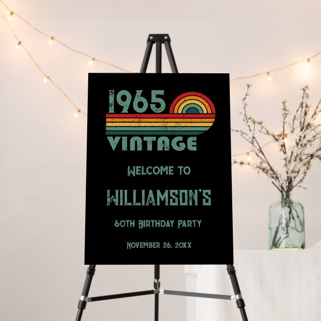Personalized sixty vintage 60th birthday party foam board (In Situ (Stand))