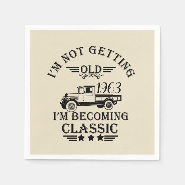 Personalized sixty vintage 60th birthday party napkins (Front)