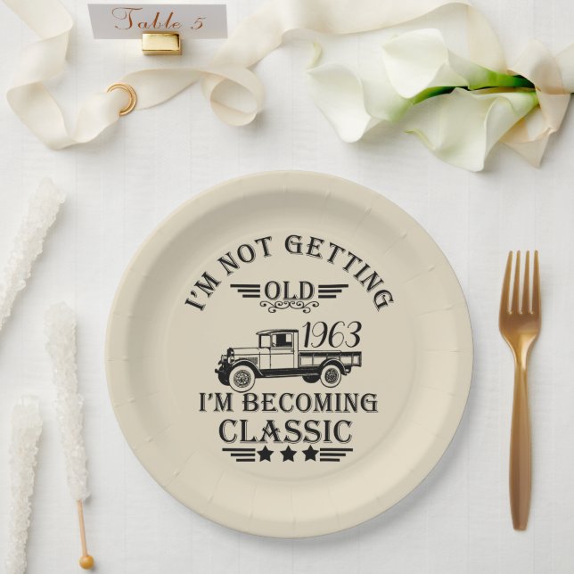 Personalized sixty vintage 60th birthday party paper plates (Wedding)