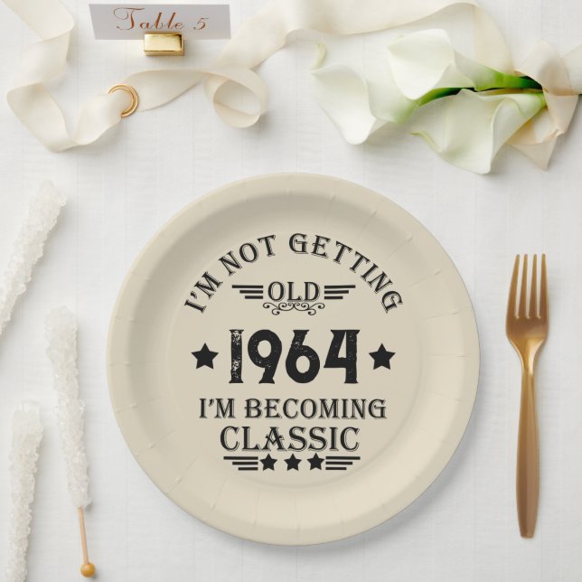 Personalized sixty vintage 60th birthday party paper plates (Wedding)