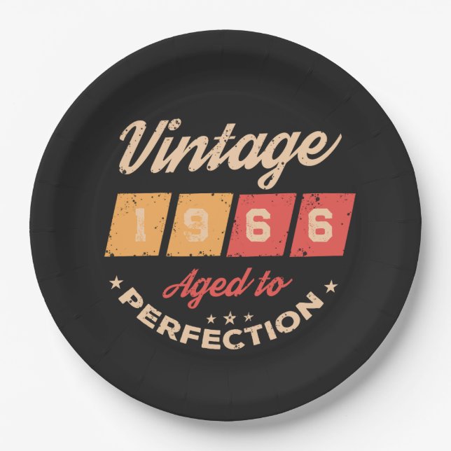 Personalized sixty vintage 60th birthday party paper plates (Front)