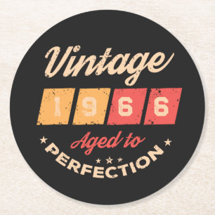 Personalized sixty vintage 60th birthday party round paper coaster