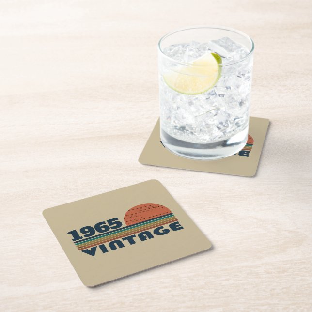Personalized sixty vintage 60th birthday party square paper coaster