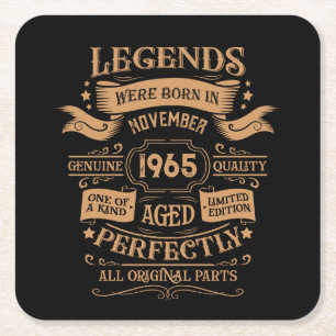 Personalized sixty vintage 60th birthday party square paper coaster