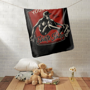 Personalized Skate Shop Grab Trick Skateboarding  Baby Blanket
