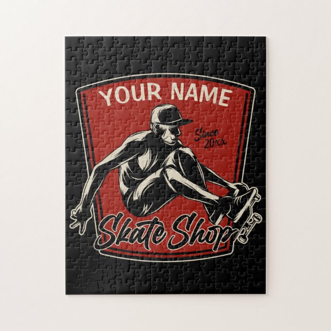 Personalized Skate Shop Grab Trick Skateboarding  Jigsaw Puzzle (Vertical)