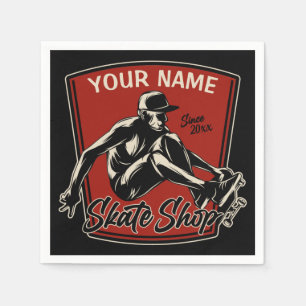 Personalized Skate Shop Grab Trick Skateboarding Napkins