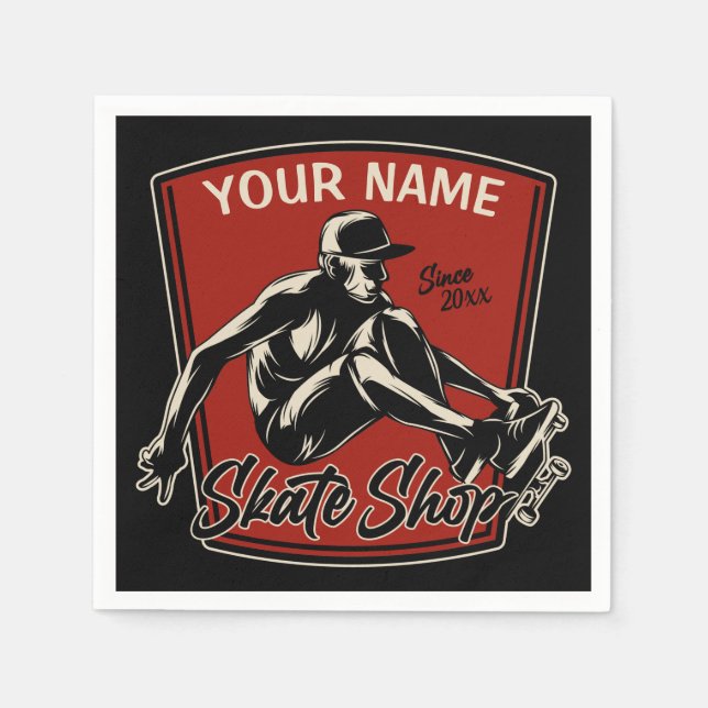 Personalized Skate Shop Grab Trick Skateboarding  Napkins (Front)