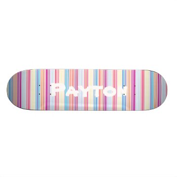 Personalized Skateboard Girly Colorful Stripes by Tissling at Zazzle