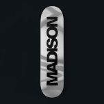 Personalized Skateboard Name Black Gray Cool<br><div class="desc">Easily personalize this colorful Skateboard on Gray Wave abstract design featuring black and cool sans serif font. Add your name,  choose font,  change size and position,  add clipart,  photos and shapes. Simple and beautiful,  perfect as gift idea for boys and girls.</div>