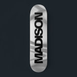 Personalized Skateboard Name Black Gray Cool<br><div class="desc">Easily personalize this colorful Skateboard on Gray Wave abstract design featuring black and cool sans serif font. Add your name,  choose font,  change size and position,  add clipart,  photos and shapes. Simple and beautiful,  perfect as gift idea for boys and girls.</div>
