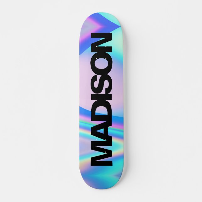 Personalized Skateboard Name Black Holographic (Front)