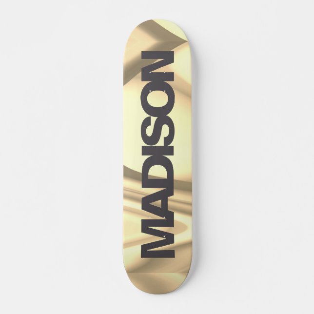 Personalized Skateboard Name Gold Yellow Wave (Front)