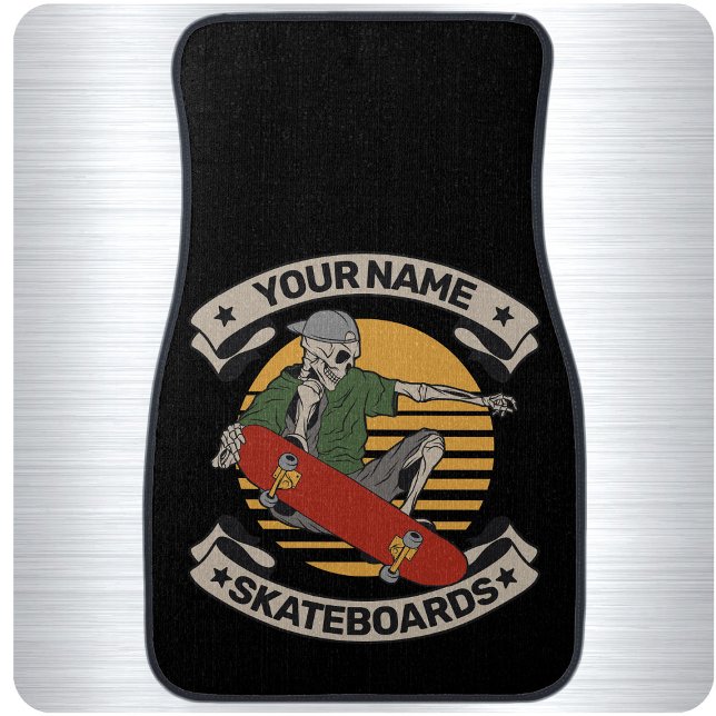 Personalized Skateboard Nose Grab Skeleton Skater  Car Floor Mat (Creator Uploaded)