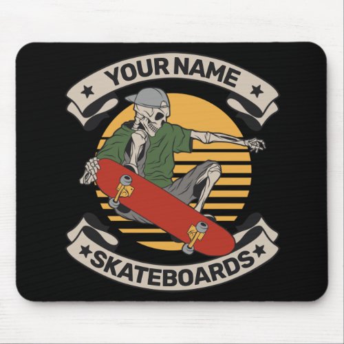 Personalized Skateboard Nose Grab Skeleton Skater  Mouse Pad