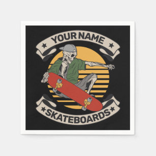 Personalized Skateboard Nose Grab Skeleton Skater Napkins
