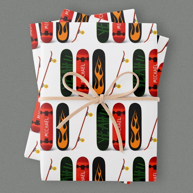 Personalized Skateboard Pattern  Wrapping Paper Sheets (Creator Uploaded)