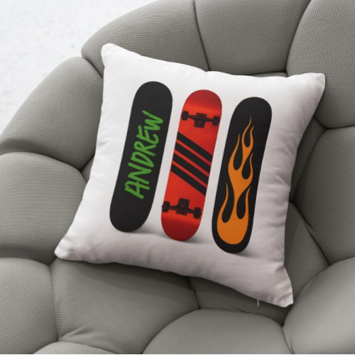 Personalized Skateboard  Throw Pillow