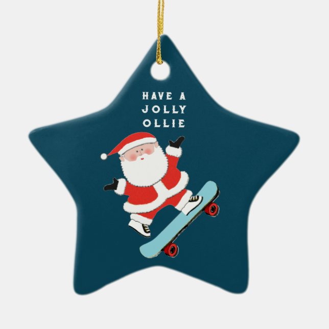 Personalized Skateboarding Holiday Gift Ceramic Or Ceramic Ornament (Front)